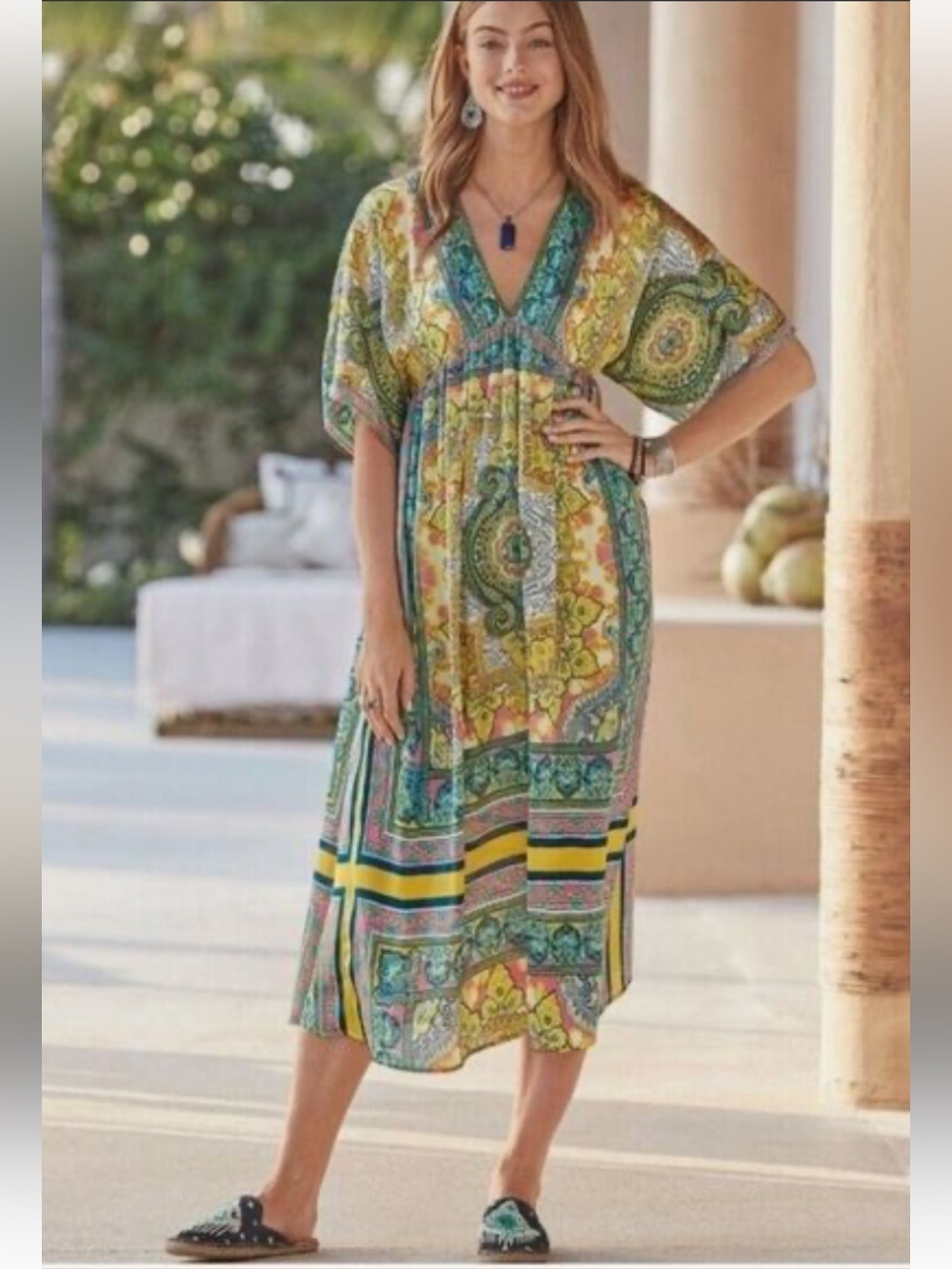 Sundance | Bella Verona Boho Mixed Print Kaftan (size M)
